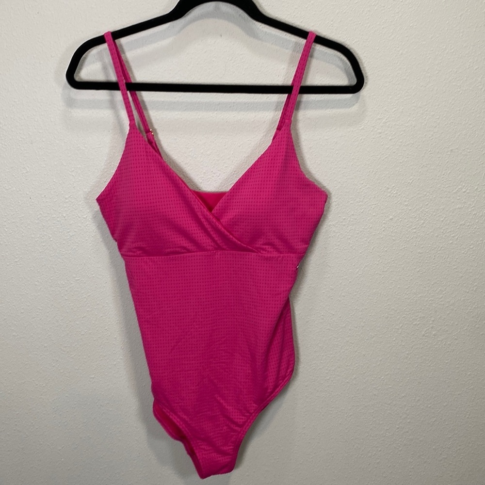 Zyia hot‎ pink swimsuit one piece Swiss dot